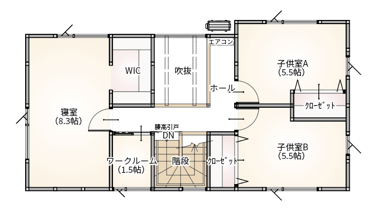 プラスホーム 長岡市　新保 モデルハウスの2階間取り