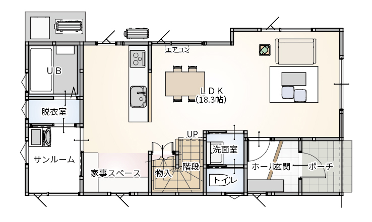 プラスホーム 長岡市　新保 モデルハウスの1階間取り