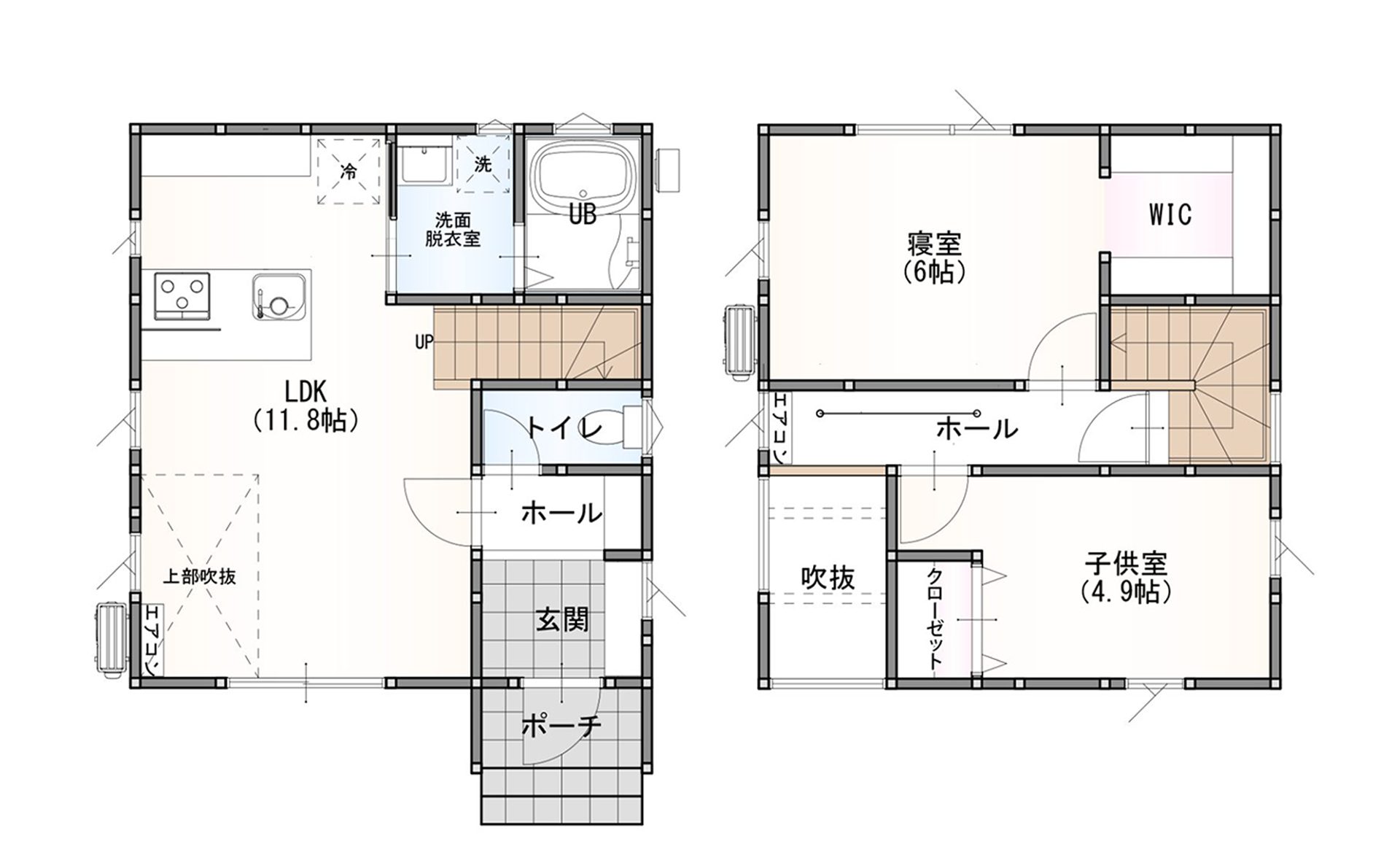 0014 2LDK 空間の広がりを楽しむ吹き抜けリビングと便利な収納が魅力のおうち