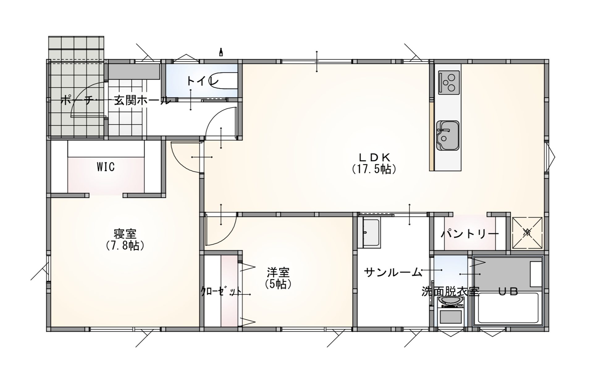 0025 2LDK 天候に左右されずに家事ができる！広々サンルームがあるおうち