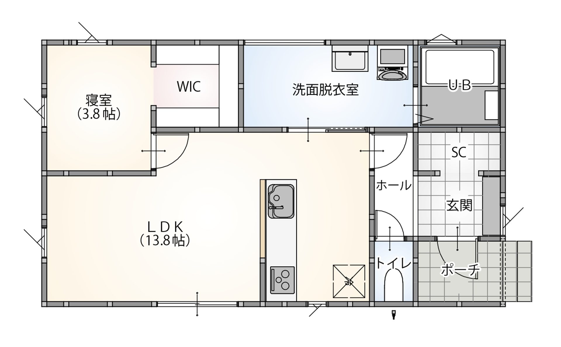 0027 1LDK 家事ラク動線が嬉しい♪老後の生活も考えた平屋のおうち